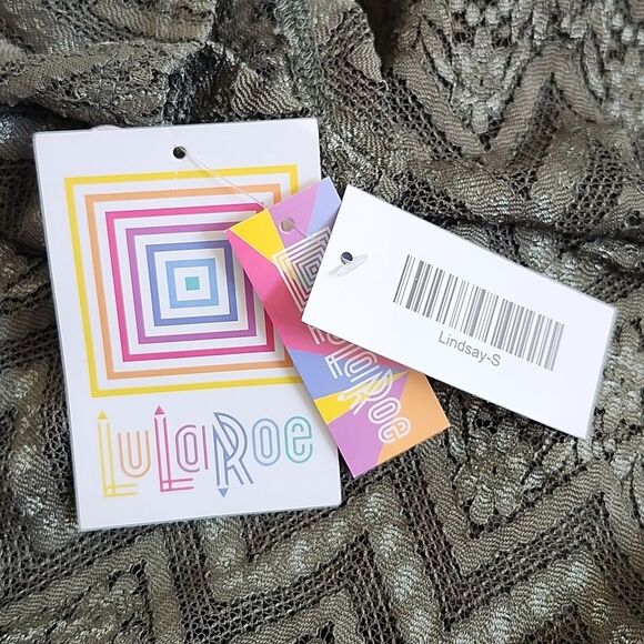 Lularoe NWT olive green lace Lindsay short sleeve open front cardigan shawl S - Picture 8 of 8